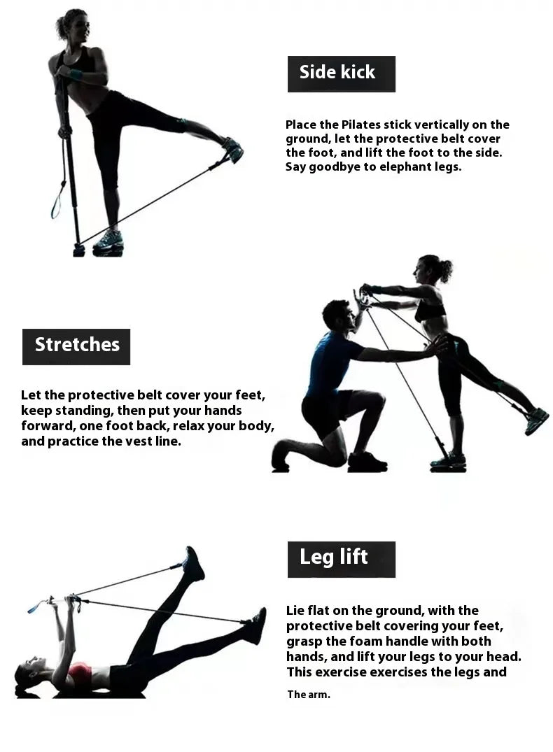 Drążek Pilates z gumami oporowymi