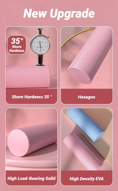 Hexagonal Yoga Roller: Round EVA Foam Cylinder for Pilates & Enhanced Home Workouts (Diameter 9.5cm, Length 29.7cm)