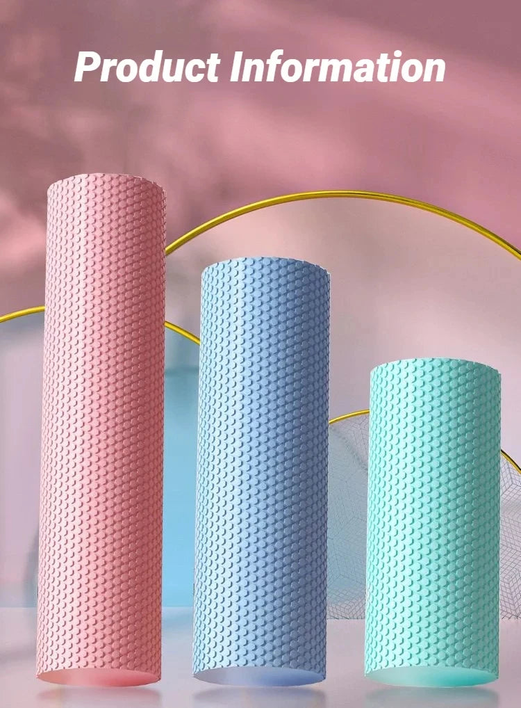 Hexagonal Yoga Roller: Round EVA Foam Cylinder for Pilates & Enhanced Home Workouts (Diameter 9.5cm, Length 29.7cm)